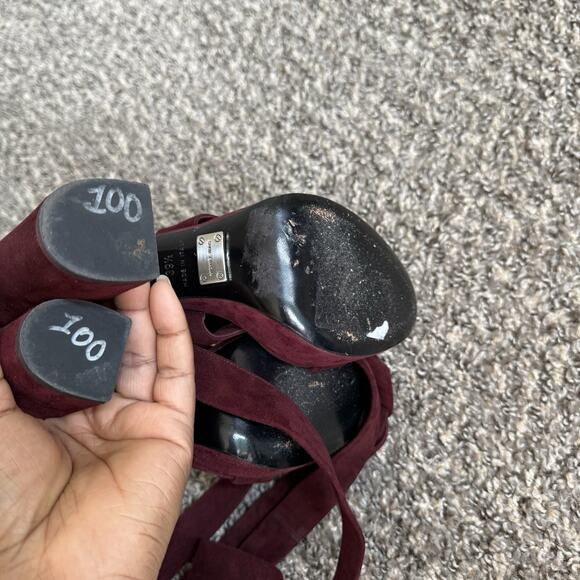 Michael Kors Strappy Lace Up Platform Sandals Heels 39.5 US 9 Burgundy Italy - Picture 7 of 9